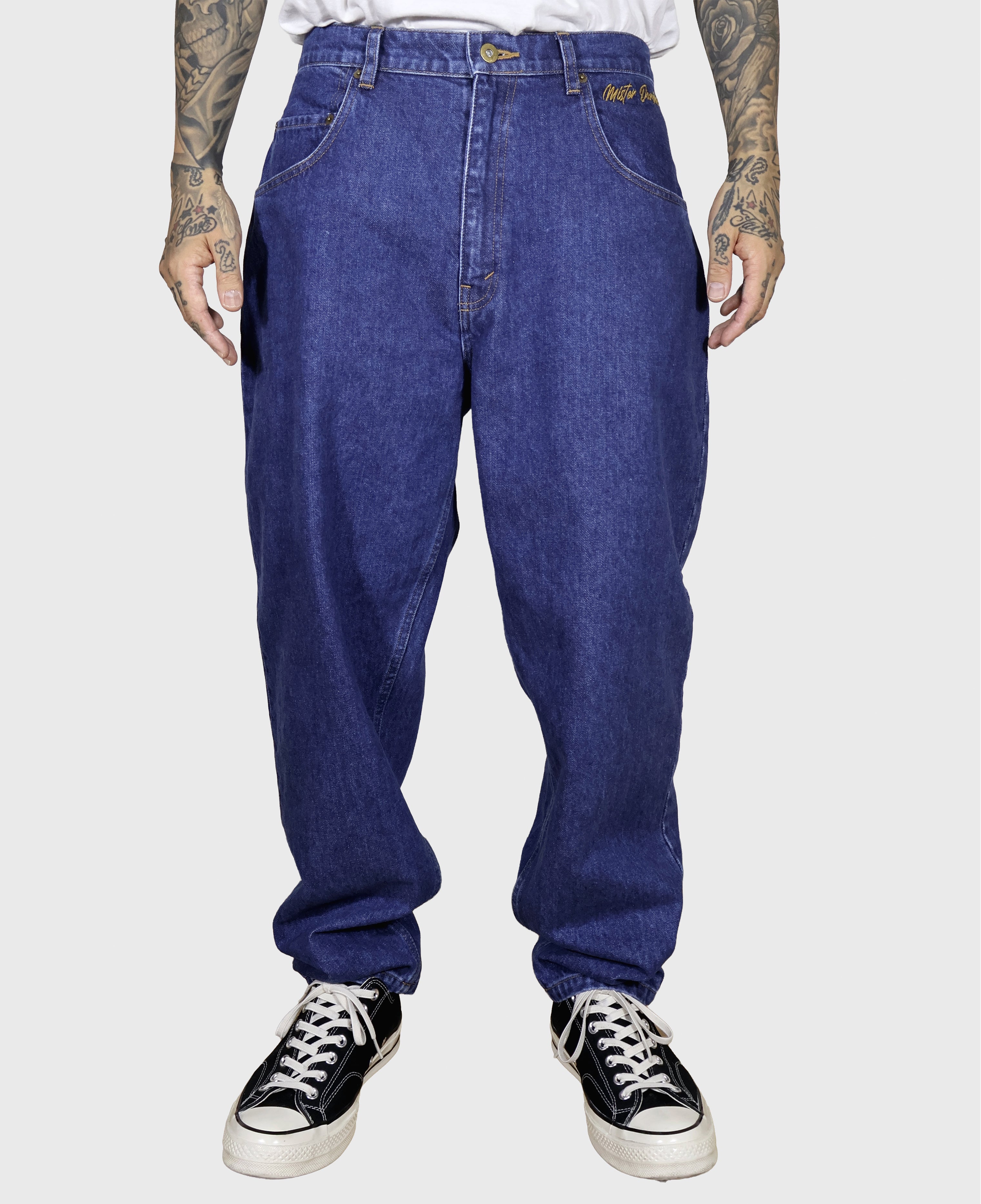 LOOSE DENIM PANTS. 14oz
