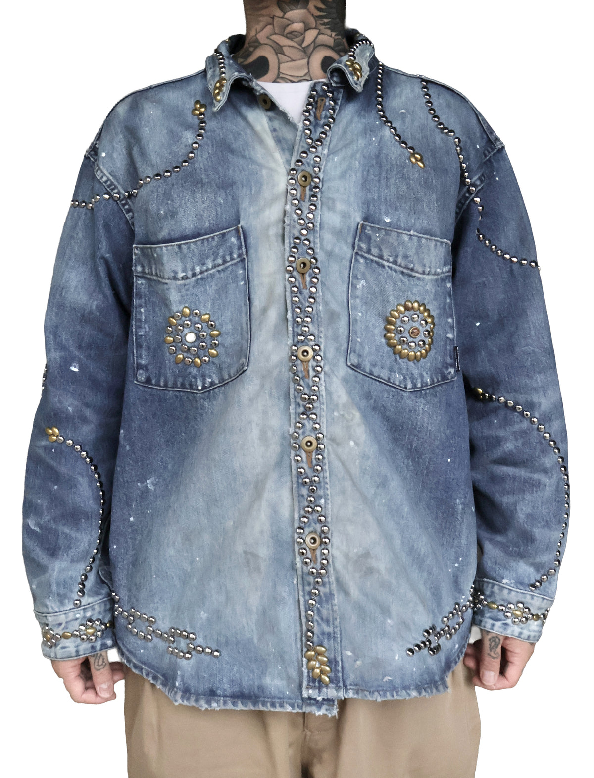 【THE ONE】STUDS HEAVY DENIM SHIRT LS. 14oz