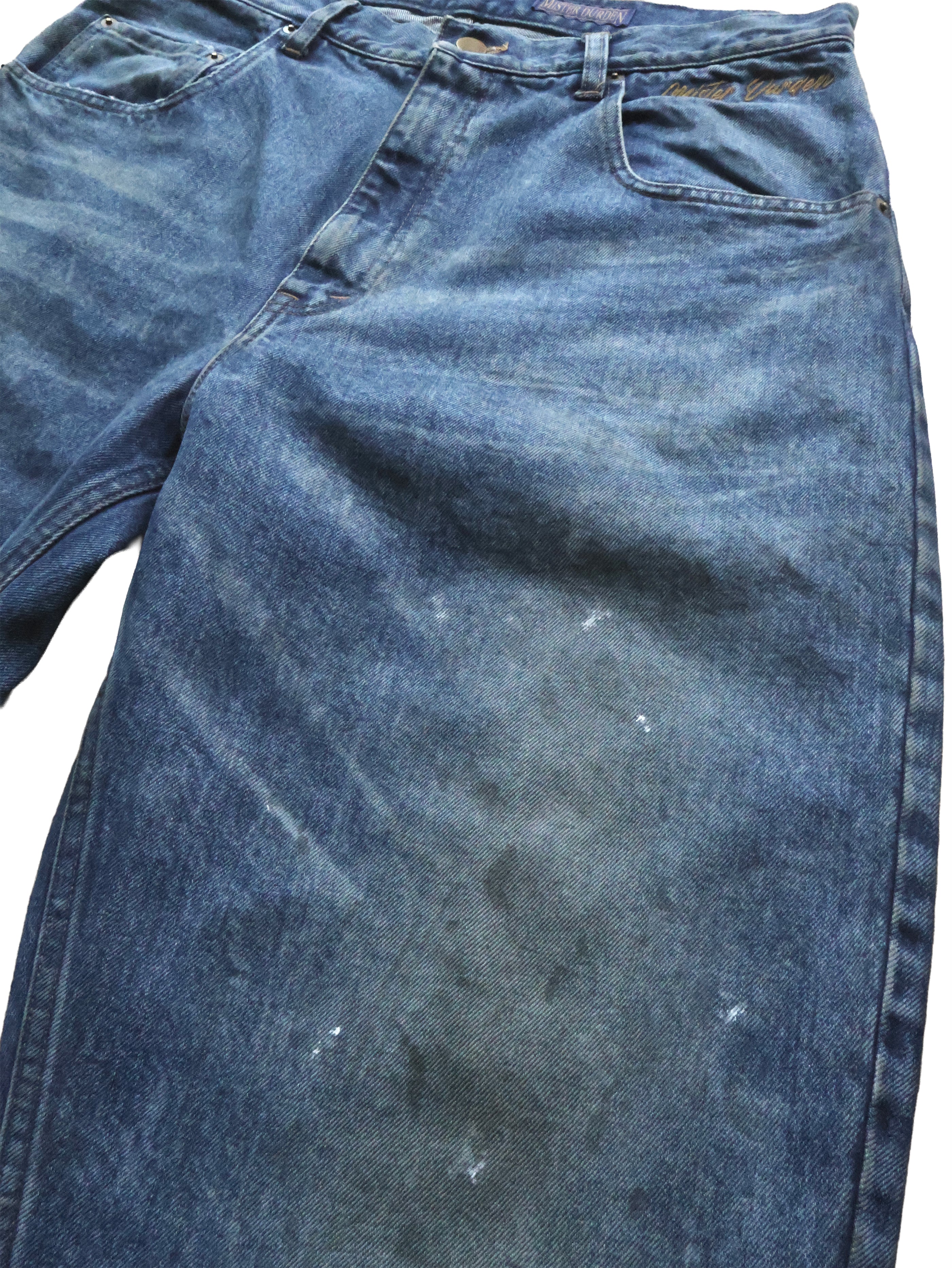 WORN LOOSE DENIM PANTS. 14oz