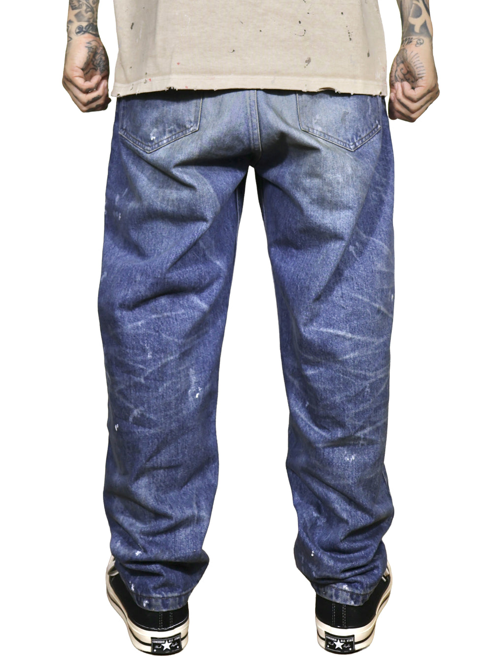 WORN LOOSE DENIM PANTS. 14oz