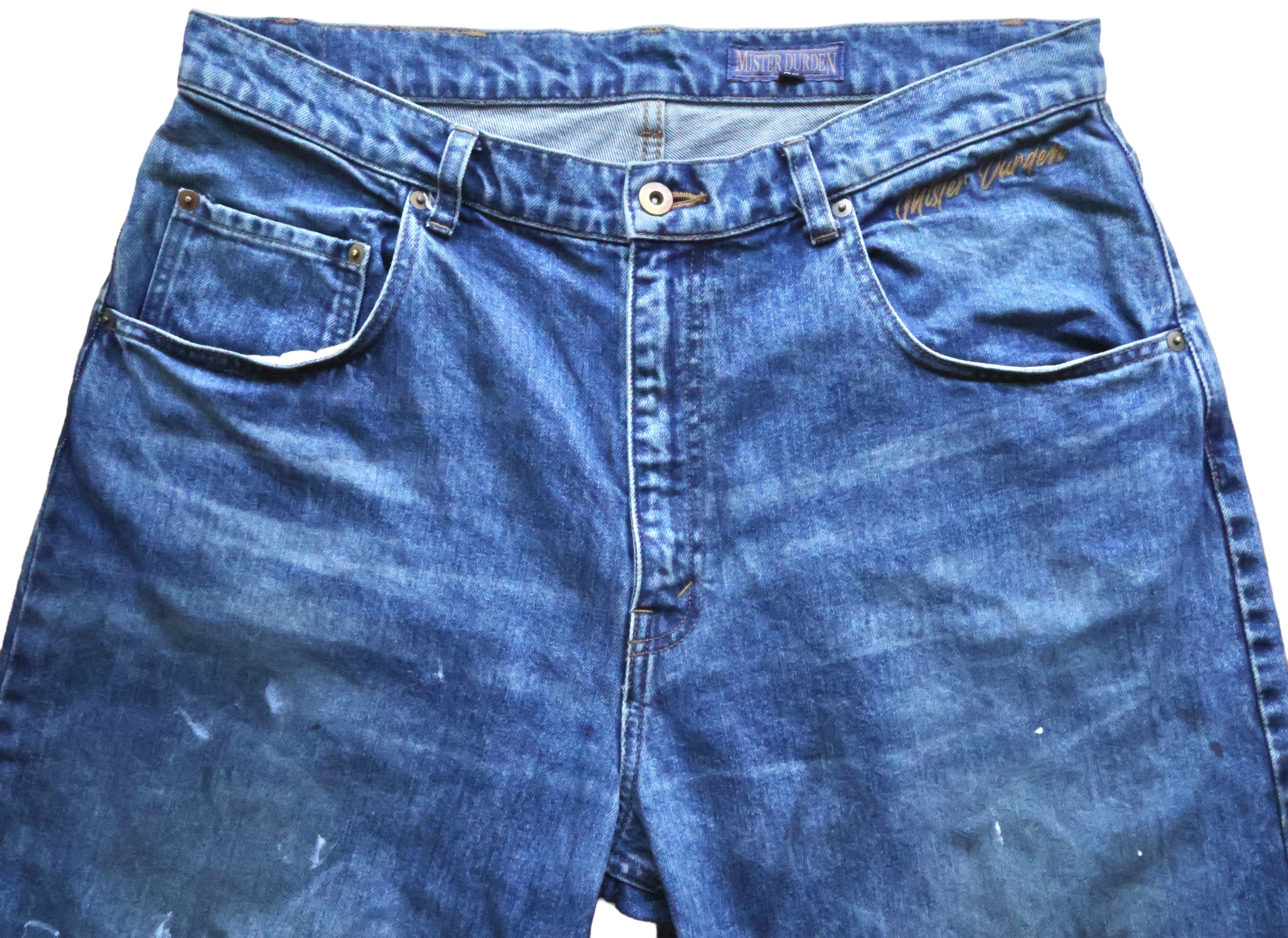 WORN LOOSE DENIM PANTS. 14oz