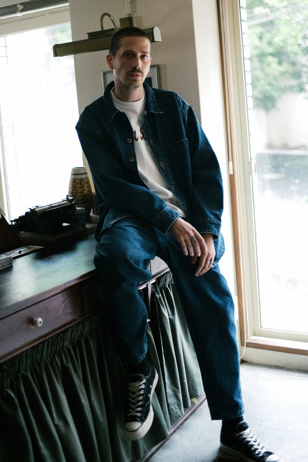 LOOSE DENIM PANTS. 14oz