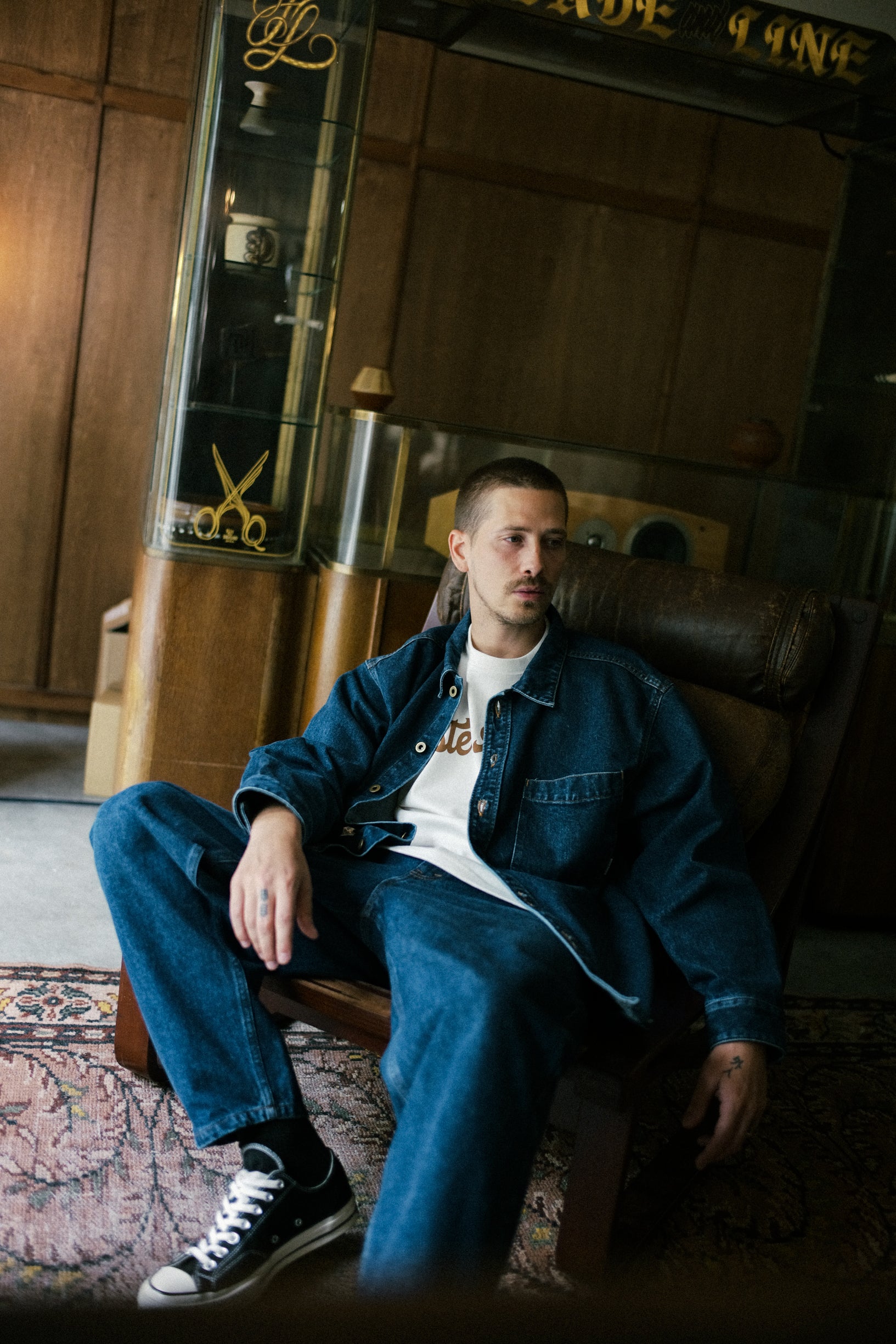 LOOSE DENIM PANTS. 14oz